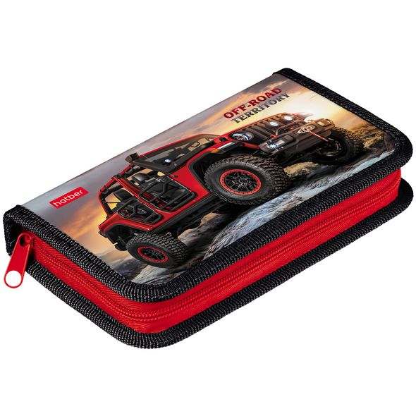 Пенал Hatber 190х115мм 1 отделение на молнии конгрев-Крутой внедорожник-  в индив.упак. , 